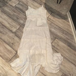 Long white float dress, worn but I’m good condition